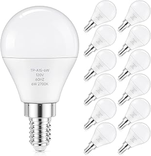 GGOYING E12 LED Bulbs 60W Equivalent 600LM Warm White 2700K 12-Pack
