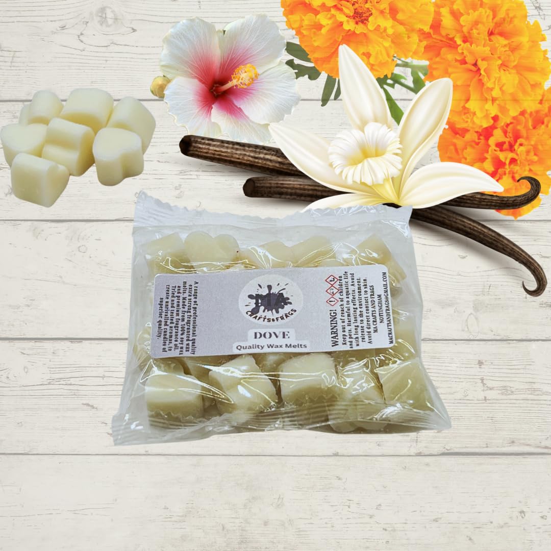 Ma Crafts&Frags Multicolour 20 X Highly Scented Wax Melts Mini Hearts Handmade, Cruelty Free, Vegan Many Fragrances (Dove)