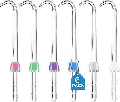 6 Implant Denture Tips Replacement Water Flosser Picks Compatible with Most Waterpik Models