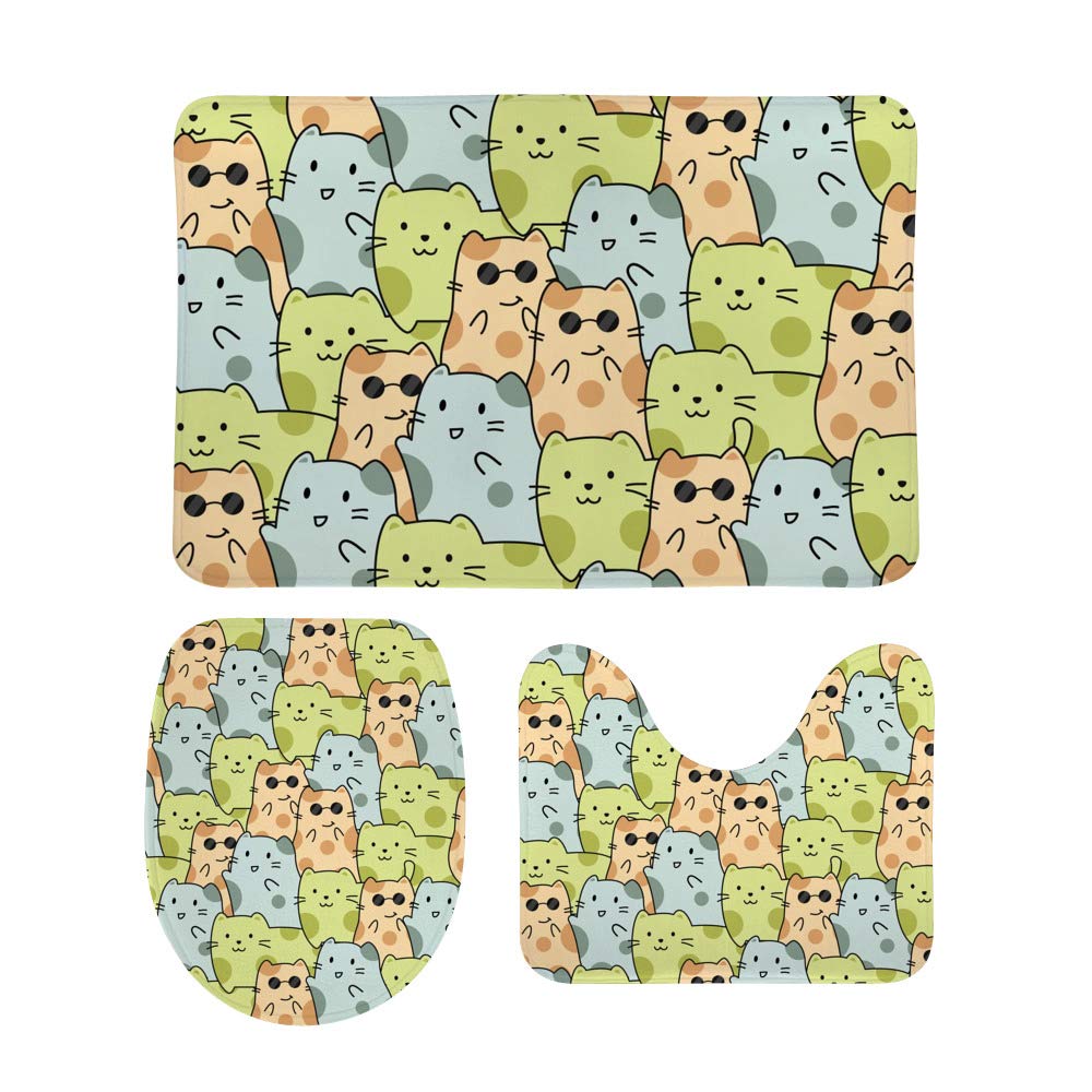 Tapis de bain absorbant l'eau intérieur extérieur lot de 3 tapis cuisine porche chaton