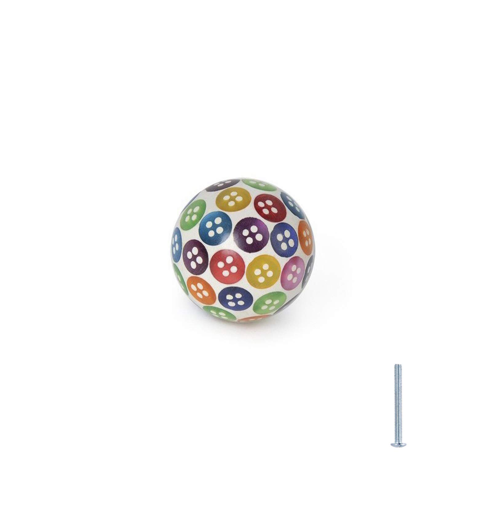 Pomo Para Armarios, Cajones Y Mueble,tiradores De Cajones De Diferentes Modelos Y Colores, Pomos Redondos, Para Puertas - Con Un Agujero Tornillo Incluido (Bola Botones Multicolor, 35mm