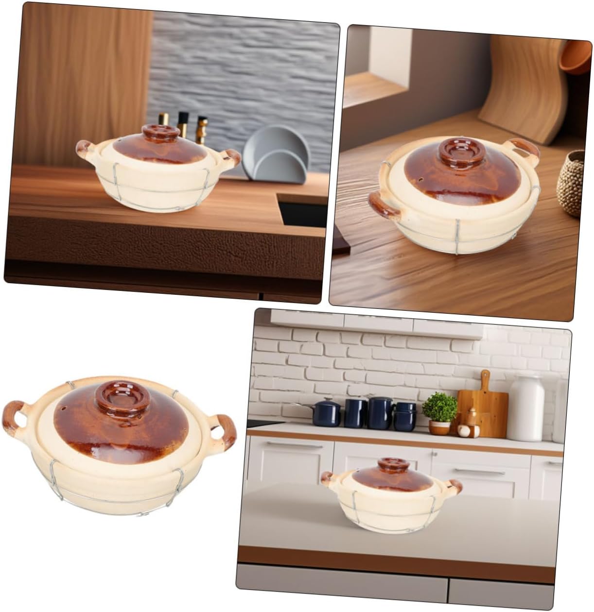 Garneck 2pcs Clay Casserole Dish with Lid Single Handle Clay Pot for Cooking for Braising Soups and Stews for Individual Rice and Versatile Cookware