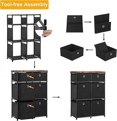 Miniatura 5 de HAITRAL Unidad organizadora de almacenamiento de cubos para armario, cómoda para dormitorio, gran almacenamiento, 6 cajones, armario de