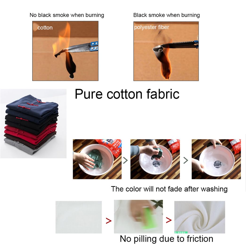 ZHOUXIAO Puro Cotone Tai Chi Uniforme Uomo Kung Fu Abbigliamento Manica Lunga Abiti Tradizionali Cinesi, Abbigliamento da Sizetang Ampi Giacche di Pantaloni Hanfu Giacche Mar Black-L