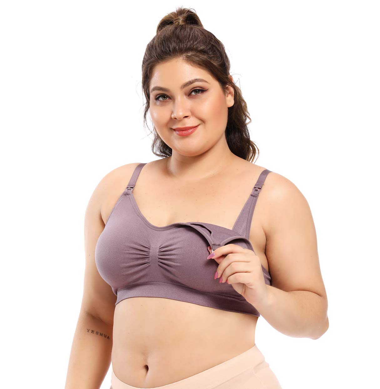 Colomi Women's Purple Seamless Maternity Nursing Bra Wireless Breastfeeding Sleep Bralette For Pregnancy (, Xxl)