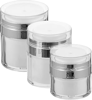 TEHAUX 3Pcs Airless Pump Lotion Bottles Travel Cream Dispensers for Cosmetics and Sunscreen Isolation Cream Portable Refillable Sub Packing Containers