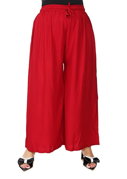 ARFHA Women Straight Ethnic Plus Size Mehroon Palazo