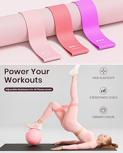 Miniatura 5 de Juego de anillos de pilates Fuelion para mujeres, equipo de pilates para entrenamiento en casa con bandas de resistencia, círculo mágico de 35 cm,