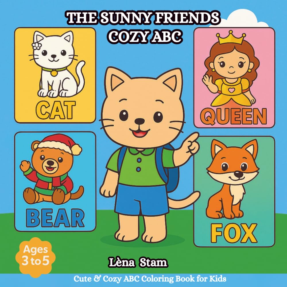 THE SUNNY FRIENDS COZY ABC: Cute Alphabet Coloring Book for Kids. 40 adorable alphabet coloring pages filled with cute animals, fun characters, ... joyful scenes to help kids learn their ABC!