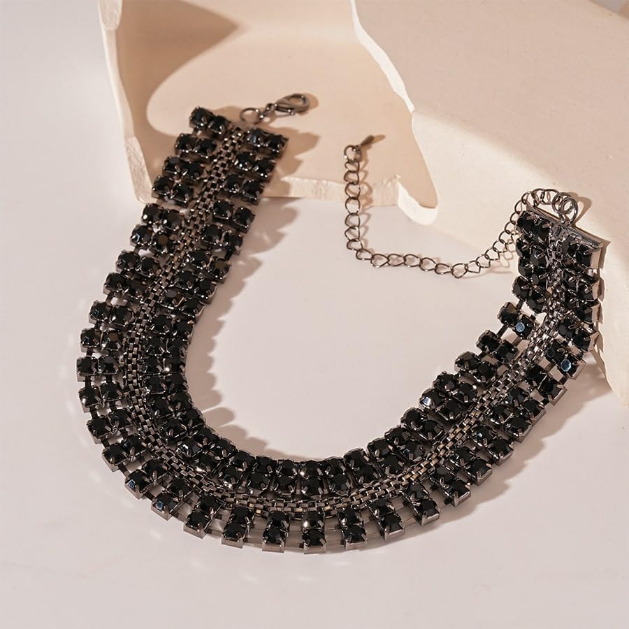 Gold Black Choker Necklace for Women Bridesmaid Wedding Prom Necklaces Halloween Fall Necklaces Accessories Rhinestone Gargantillas De Mujer Elegantes Christmas Graduation Jewelry - Image 4