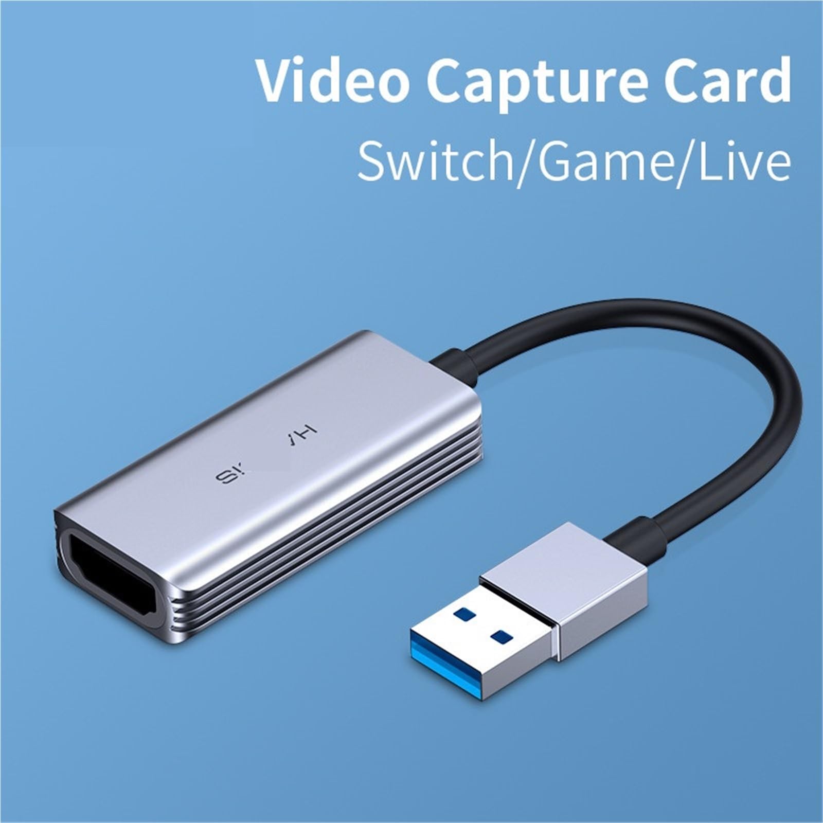 Tarjeta de captura de video USB 3.0 4K compatible con HDMI Grabber Grabber Grabber para videocámara PS4 Switch Cámara de transmisión en vivo (versión con cable)