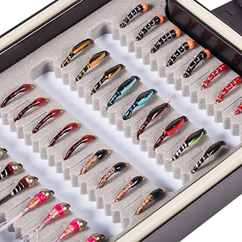 Image of BASSDASH Fly Fishing Flies Kit Fly Assortment Trout Bass Fishing with Fly Box with Dry /Wet Flies, Nymphs, Streamers, Popper