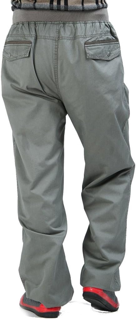 YGT Men's Full Elstic Waist Cotton Lightweight Workwear Chef Cargo Pants
