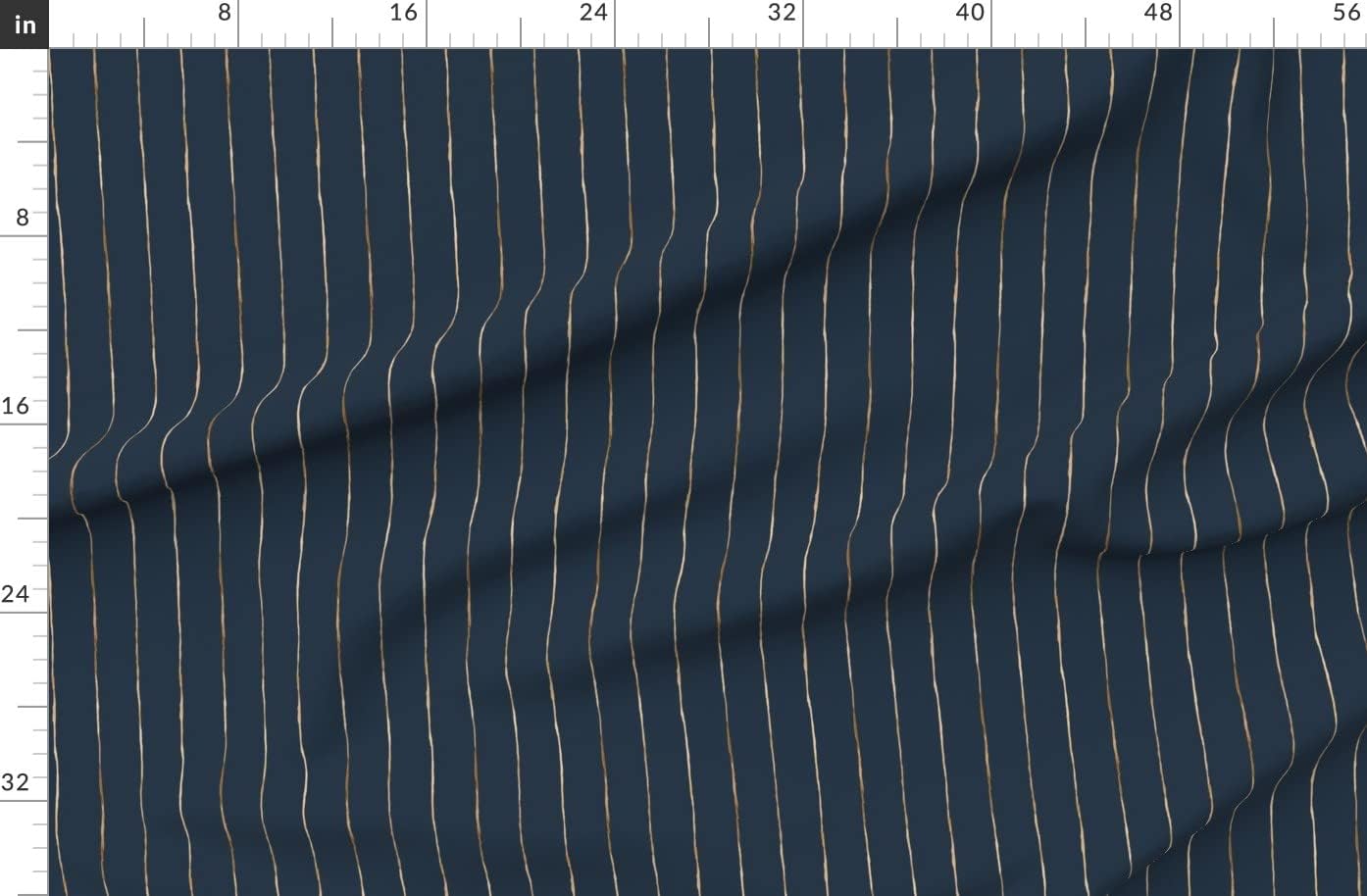 Spoonflower Fabric - Striped Minimalist Pin Stripe Thin Rose Gold Indigo Blue Navy Printed on Organic Cotton Sateen Fabric by The Yard - Sewing Quilting Apparel Home Decor