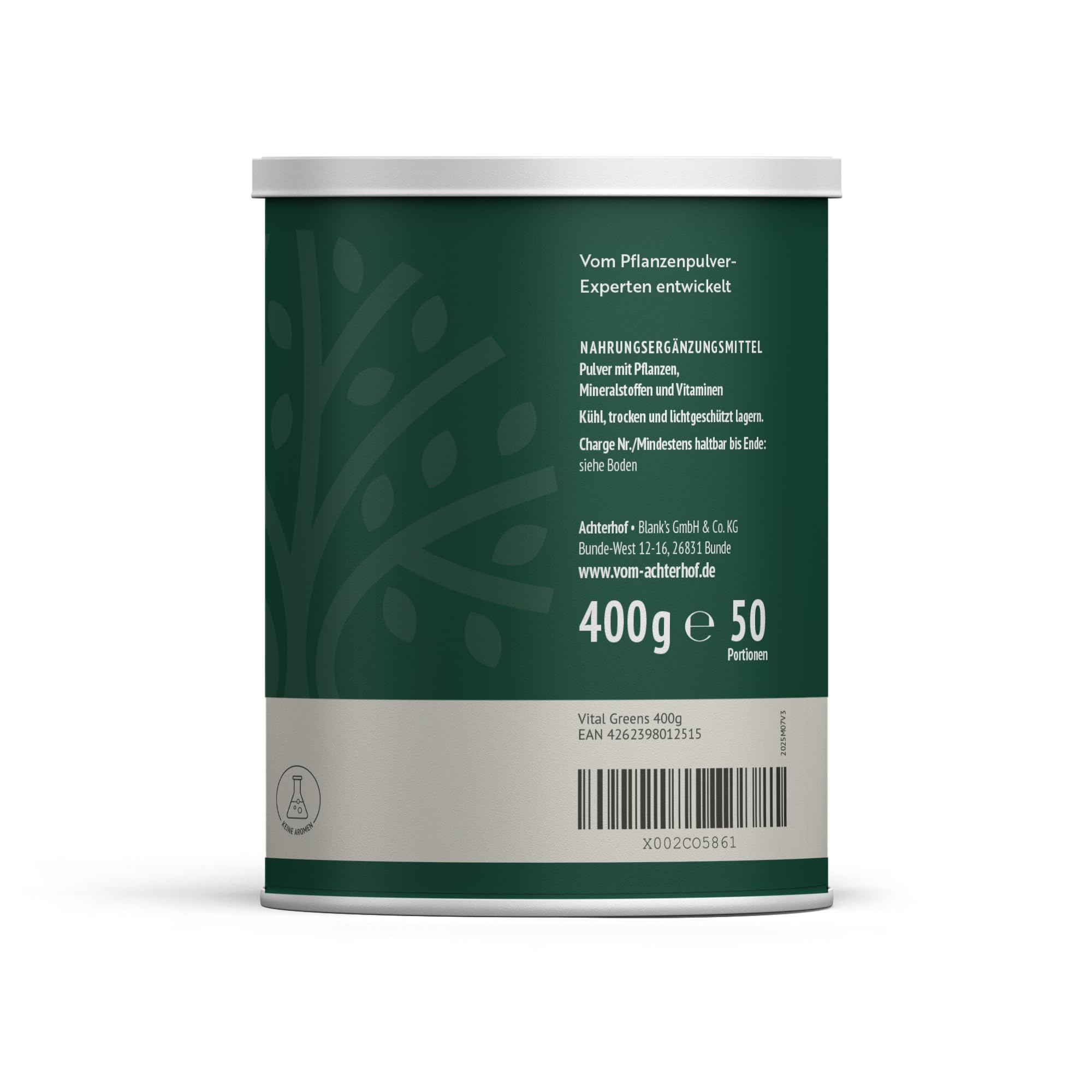 Vital Greens Pulver 2x400g | tägliche Nährstoffunterstützung | mit 40 Pflanzen, 11 Vitaminen, 3 Mineralstoffen, 5 Spurenelementen und Ballaststoffen | Achterhof