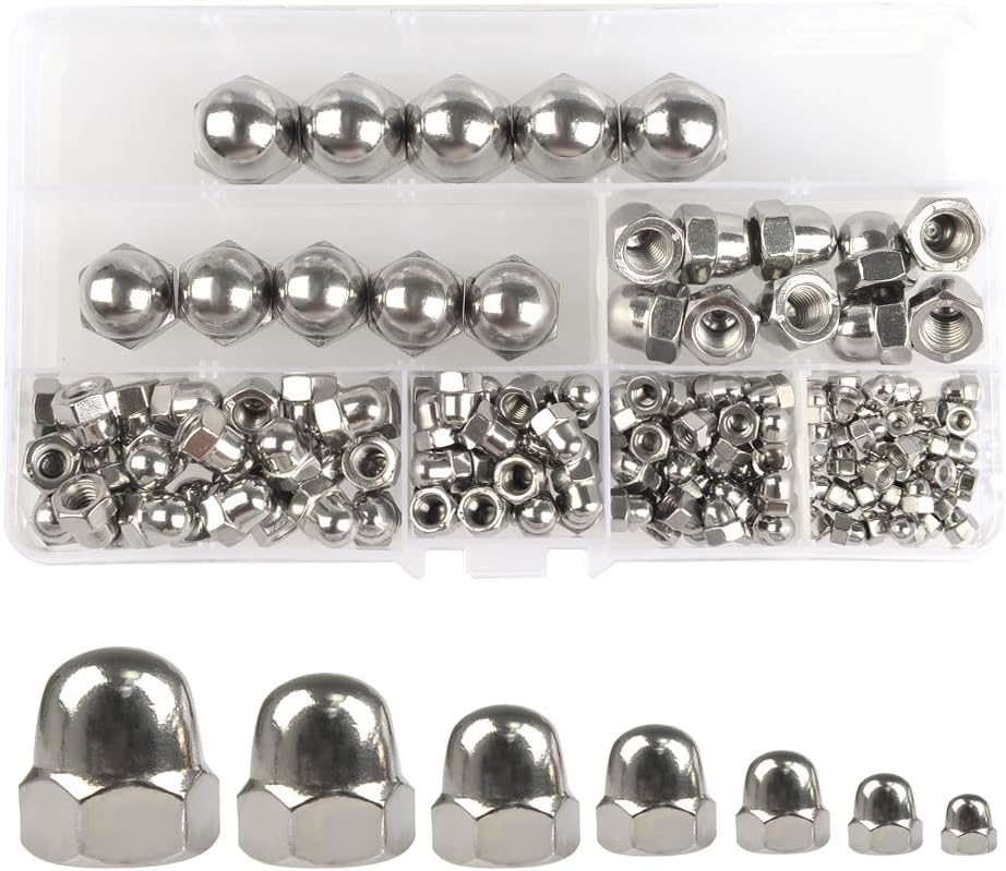 Buy 140pcs Acorn Nuts Dome Cap Nuts Hex Domed Hexagon Head Cap Nut Set Stainless Steel M3 M4 M5 M6 M8 M10 M12 Acorn Cap Nuts For Screws Bolts Nut Covers Lock