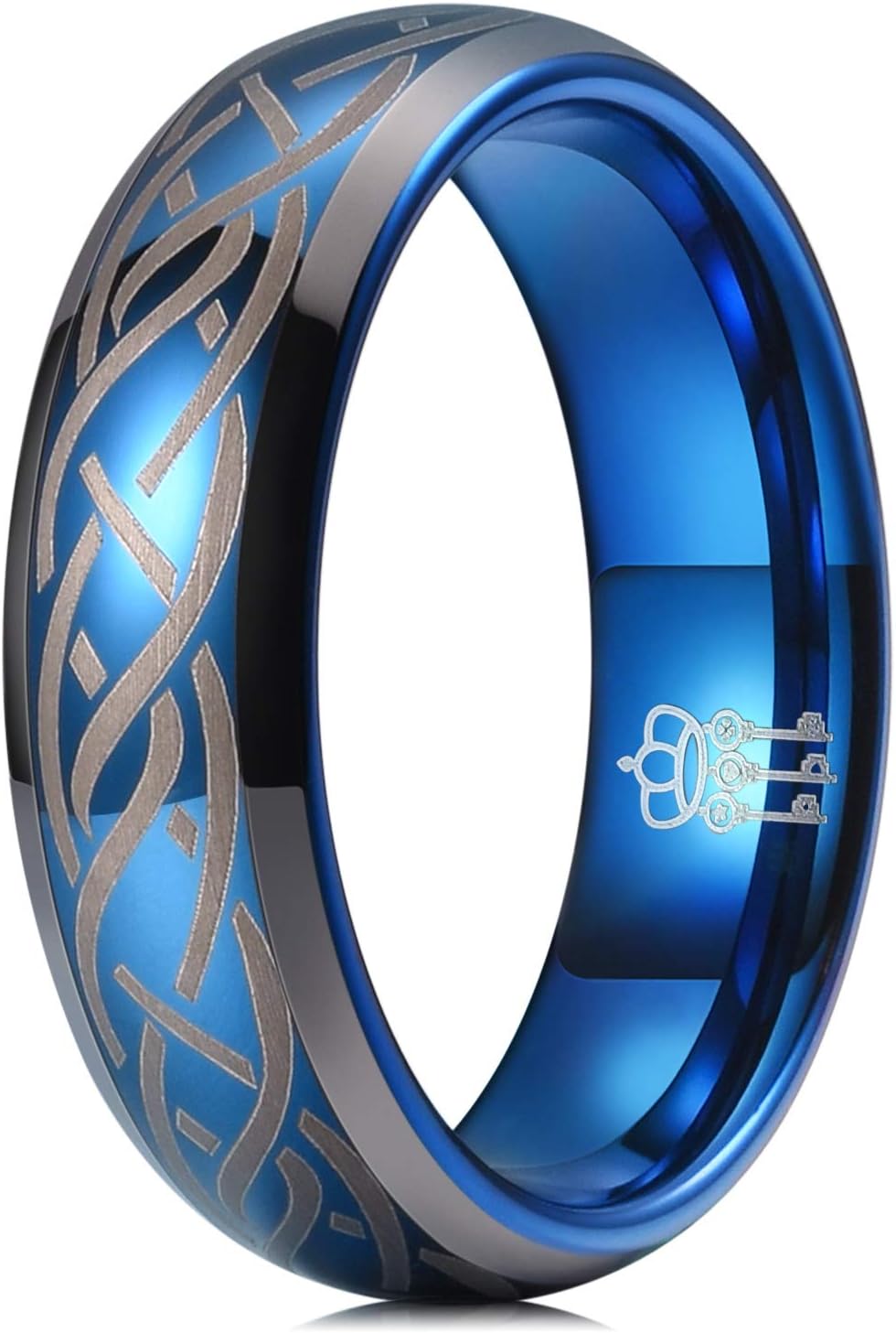 Three Keys Jewelry2mm 6mm 8mm Titanium Wedding Band with Zircon Inlay Silver Rose Gold Black