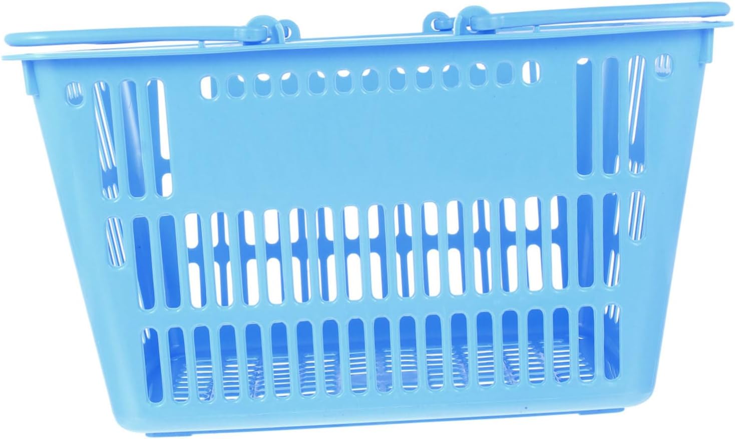 Thickened Portable Plastic Shopping Basket with Hollow-Out Design Corrosion-Resistant Vegetable Storage and Sundries Organizer for Supermarket Kitchen and Bathroom Use