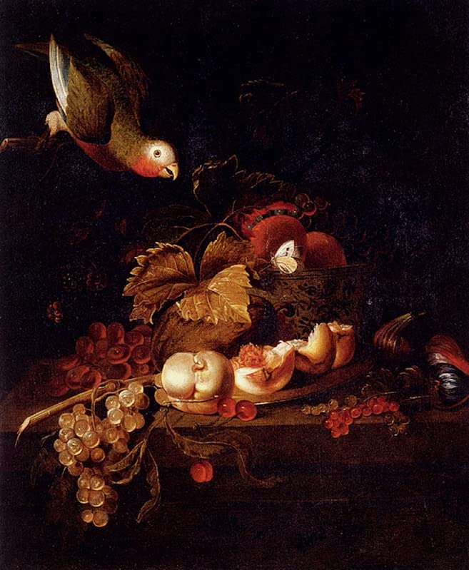 Tableau perroquet et fruits Bogdany pour chambre parentale