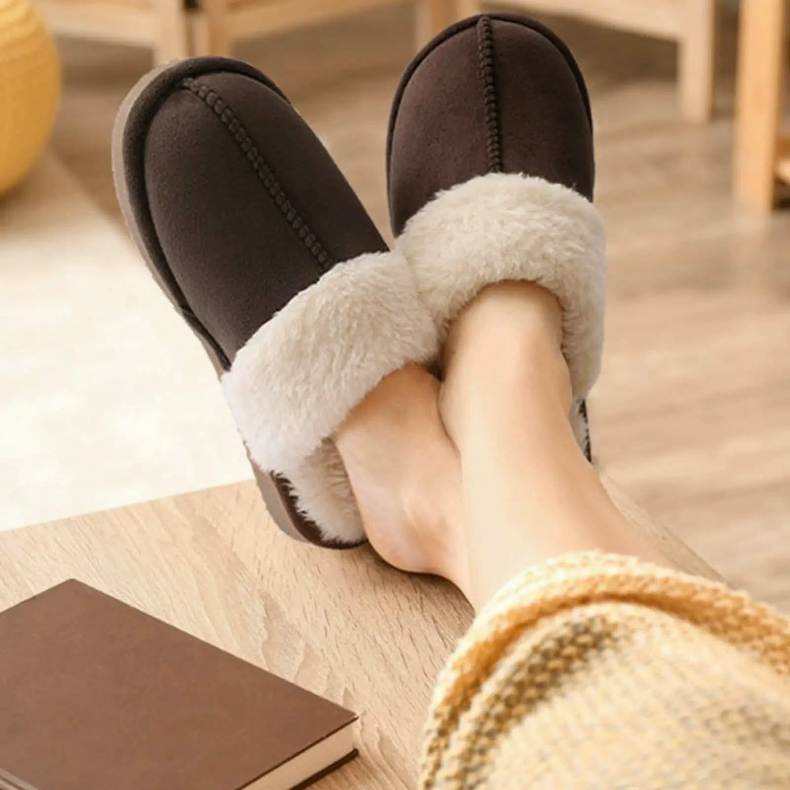 Pantuflas Zapatillas De Invierno para Mujer, Zapatos Clásicos Casa, Cálidas Y Acogedoras Interiores, Casuales Algodón Antideslizantes-fq-44-45