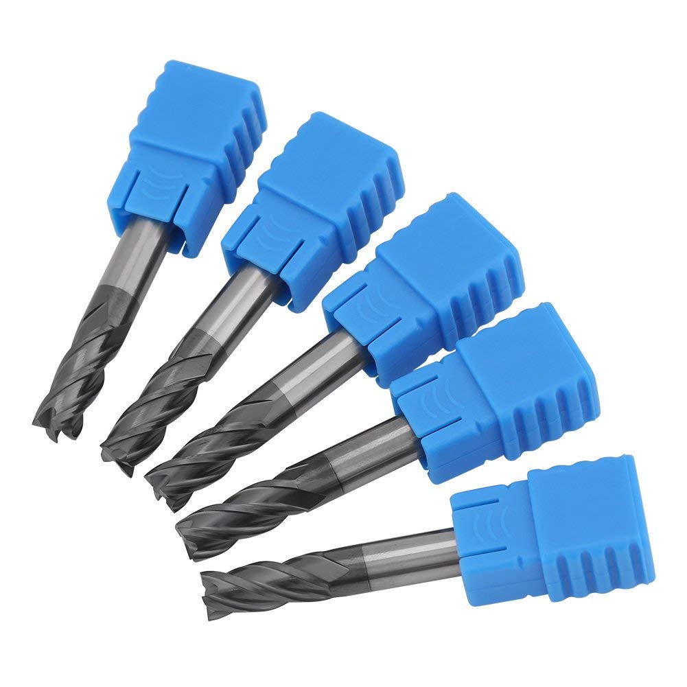 Carbide End Mill Set 4 Flute 6mm Diameter x 50mm Length CNC Milling Cutter Tungsten Carbide 5 Piece Tool for Machining