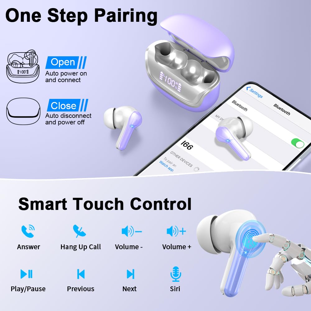 Auriculares Inalámbricos Bluetooth 5.4, HiFi, ENC y Conexión Automática