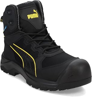 PUMA Safety Rock HD MID Men's Safety Boots, Composite Toe, Electrical Hazard Protection, Slip Resistant, Waterproof, Black, Size M9.5 (632705-09.5-200)