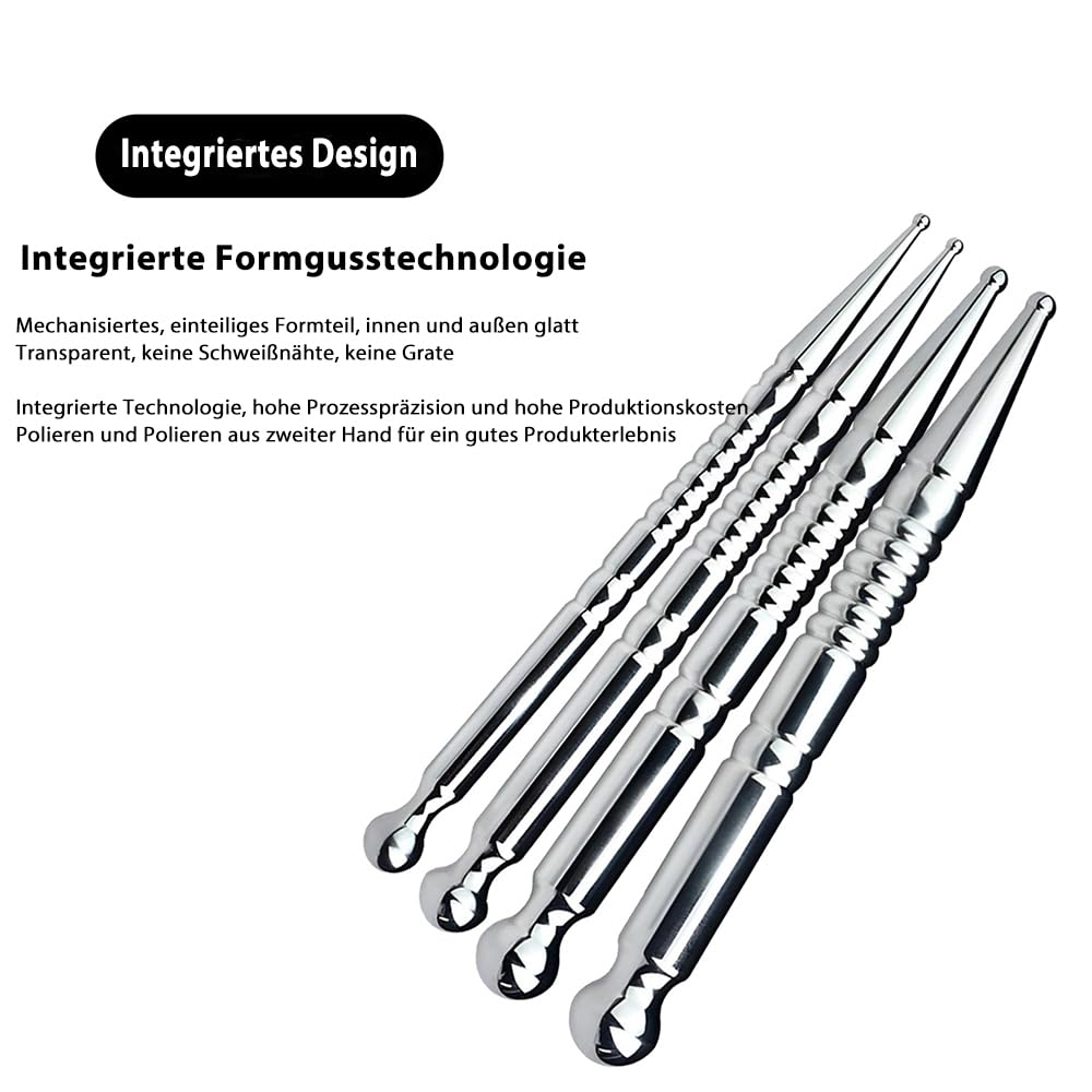 Penis Harnröhren Dilatator 4-Teiliges Set Penis Plug Edelstahl Prinzenzepter Solider Katheter Runder Kopf Katheter & Harnröhrensonden Extrem Dilatation Harnröhren Sexspielzeug für Männer (4pcs)