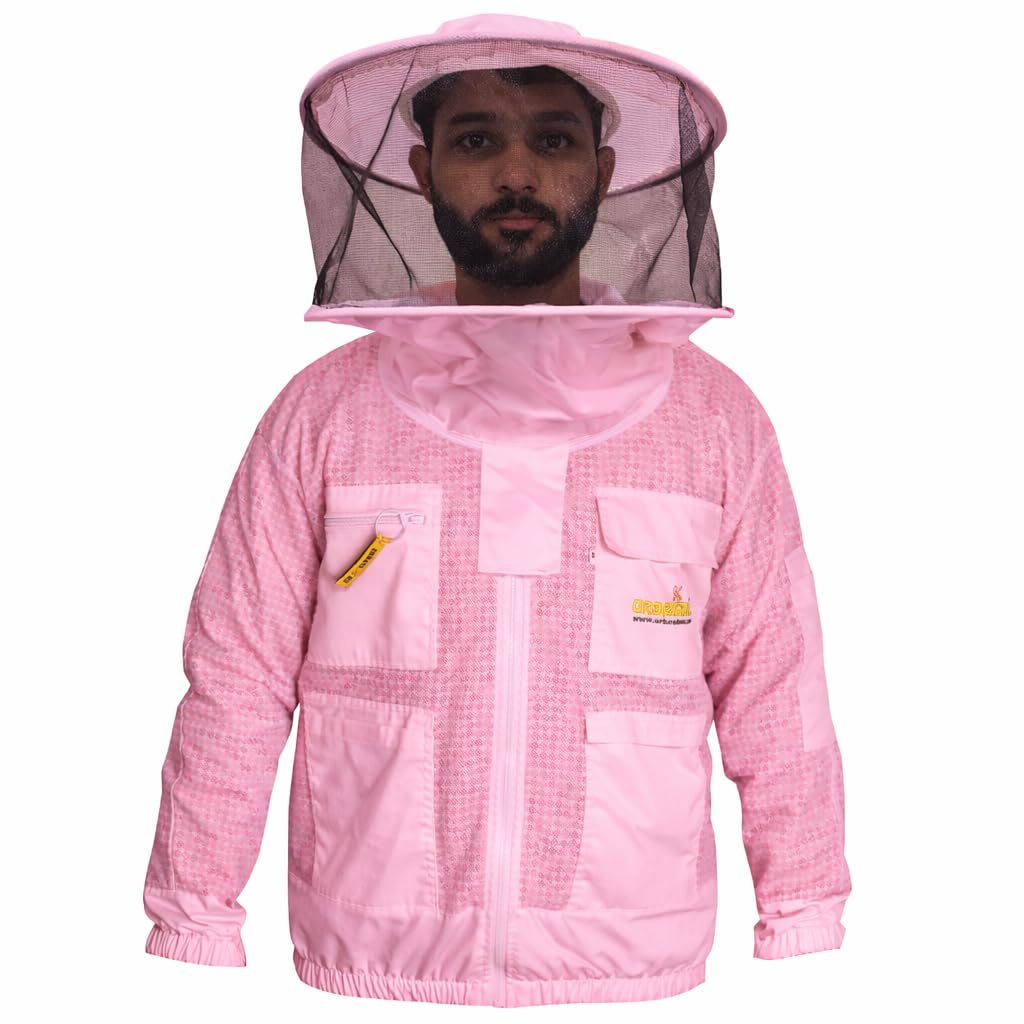 Giacca da apicoltore ventilata con cappello tondo e Ampie Tasche - camiciotto apicoltore, Giacca protettiva per api per uomo e donna professionale