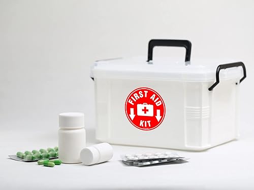 Miniatura 5 de Kachy Signs - Adhesivo para kit de primeros auxilios rojo  círculo de 4.5 pulgadas  Vinilo de 4 mil - Laminado para máxima protección y durabilidad
