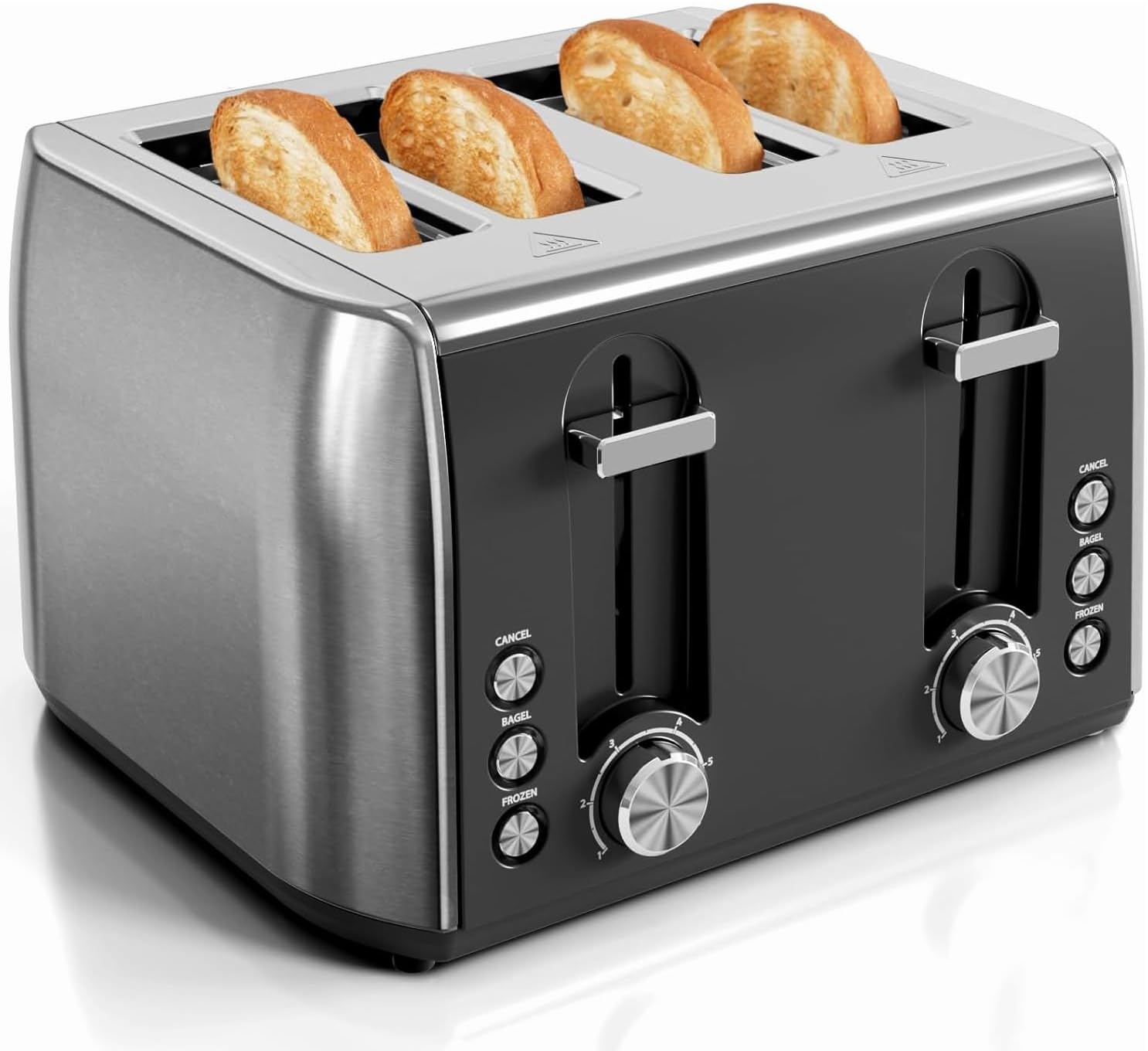 4 Slice Toaster with Crumb Tray for Easy Cleaning, 6 Browning Settings, Self-Centering Dualit Bread Toaster 4 Slice, Cancel, Defrost&Reheat Function