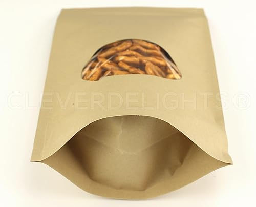 Miniatura 2 de CleverDelights Bolsas de papel kraft para ventana de 16 onzas, paquete de 500, 7 x 11.5 x 4 pulgadas, bolsa resellable