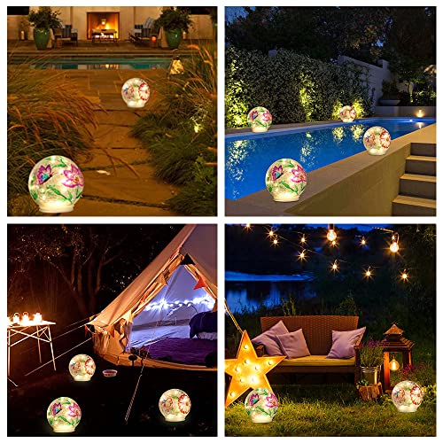 Phitric Spring Decorations For Home, Spring Decor Cracked Glass Ball Lights With Timer, 2 Pack Weatherproof Battery Operated Lights For Patio Yard Fireplace Mantle Table,Indoor Outdoor Use(4.7 Inch) #TOP2