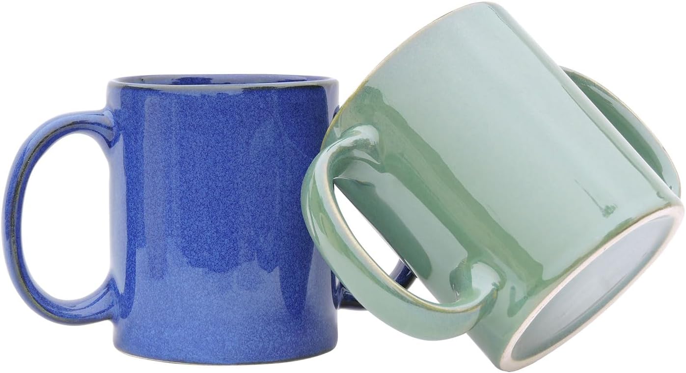 HealthGoodsIn Dual Handle Mug (Double Grip Mug) Set of 2 for Secure Hold, MICROWAVE SAFE, 11.83 Fl. Oz. (350 Ml) (Premium Color)