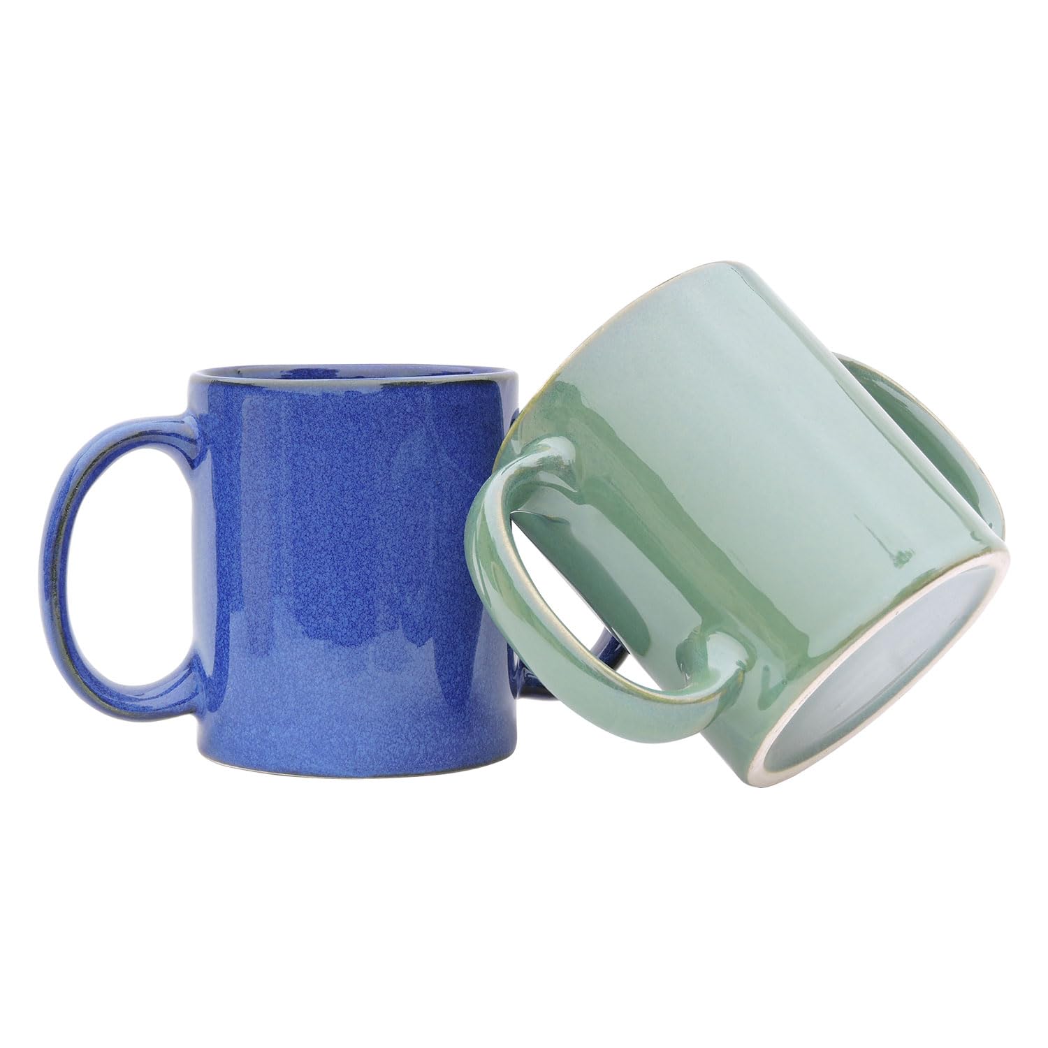 ANCIENTIMPEX Mok met dubbele handgreep (mok met dubbele greep) om trillingen te ondersteunen, magnetronbestendig, 11,83 US Fl. Oz. (350 ml - elegant blauw