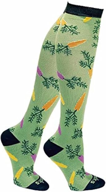 Go2Socks Holiday Compression Socks | Women Men Nurses Runners | 15-20 mmHg Medical Stockings Carrots, l