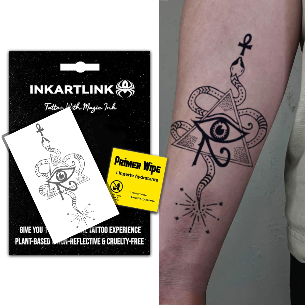 INKARTLINK Semi Permanent, 10pcs Snake Tattoo Stickers, Party Tattoo, Exquisite and Realistic, Waterproof, Interesting Tattoo Experience (Snake Tattoo Combination)