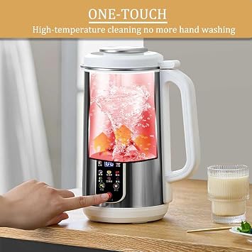 Automatic Soy Milk Maker Machine, Nut Milk Maker with 12-Blade Cutter, 24H Timer & Keep Warm, Led Display,no Straining Plant-base Milk Machine Homemade Milk