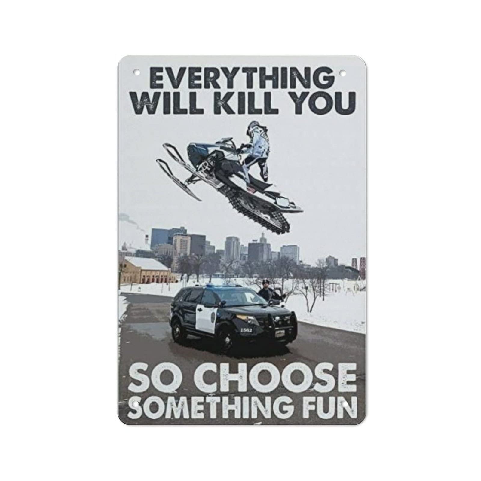 AOOEDM Everything Will Kill You So Choose Something Fun Tin Metal Sign Wall Decor Funny Inspirational Quote Wall Art Sign Vintage Tin Signs For Home Coffee Bar Man Cave Sign Pub Poster