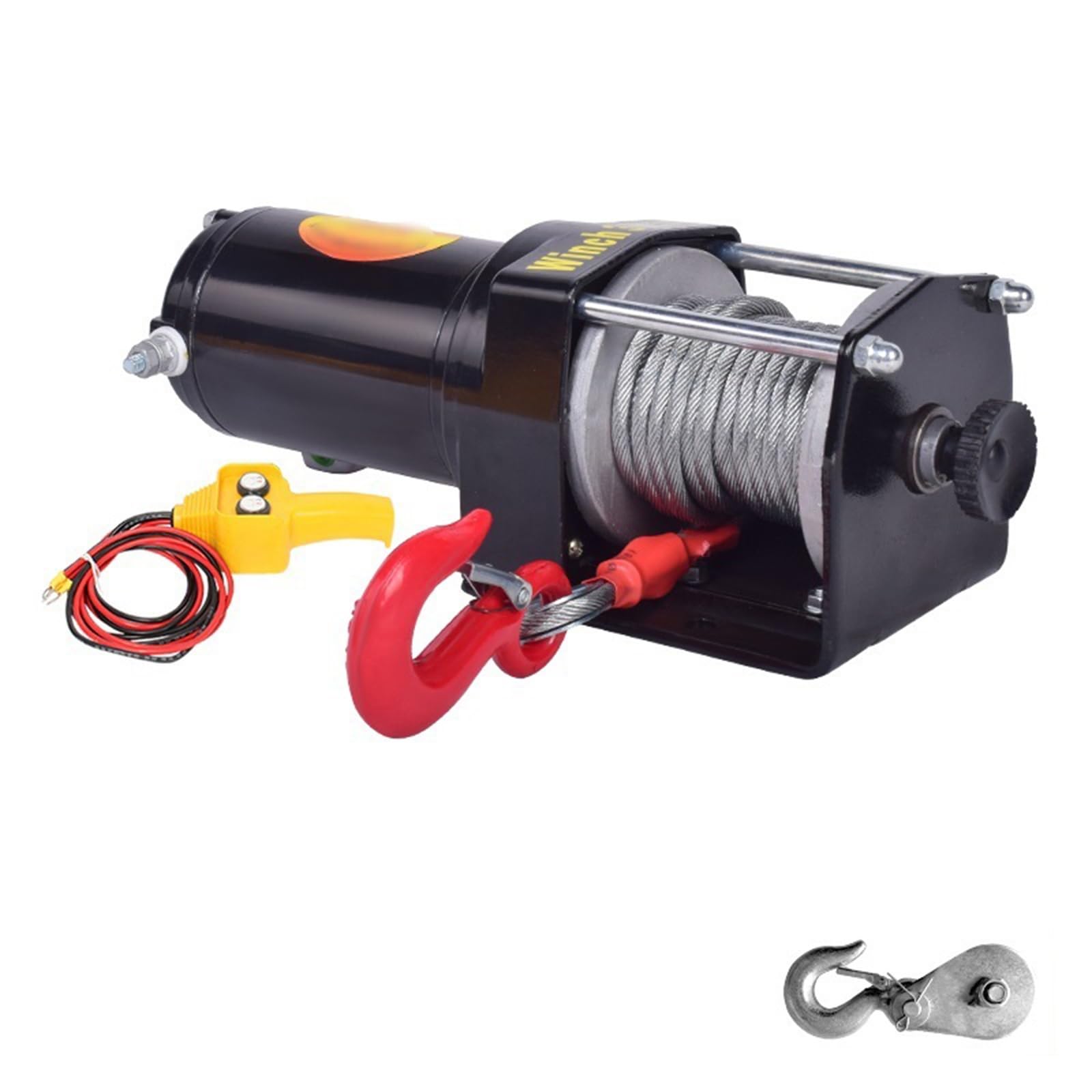 Portable Small Electric Hoist, Electric Vehicle-Mounted Crane Winch, Off-Road Vehicle Self-Rescue Winch (3000 Lbs Handle Switch)