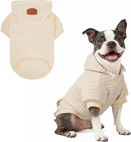 Vista 142 de BEAUTYZOO Suéter con capucha para perros pequeños y medianos con bolsillos, ropa para perros pequeños y medianos, abrigos de algodón laminado