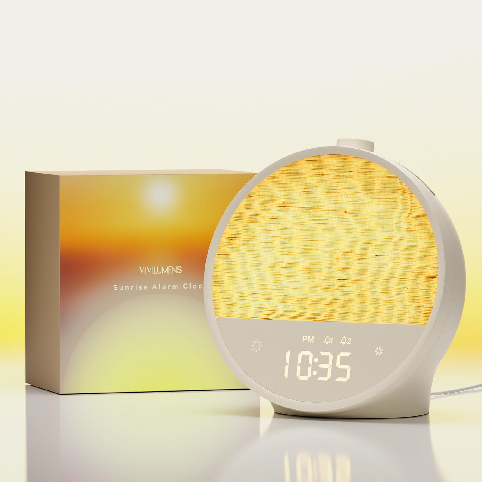 Vivilumens Sunrise Alarm Clock Gentle Wake-Up Light Sound Machine Dual Alarms for Heavy Sleepers Adults Natural Sounds RGB
