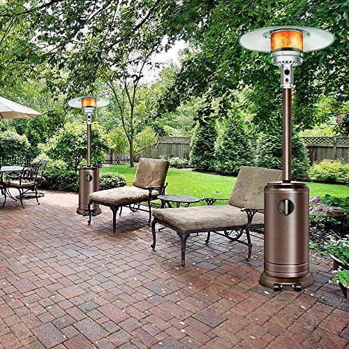 Aussumy Propane Patio Heater Outdoor : Mushroom-Styled Heat-Focusing Warmer Standing Lamp Btu 45000 with Wheels Wedding Party Garden Porch Deck Bronze