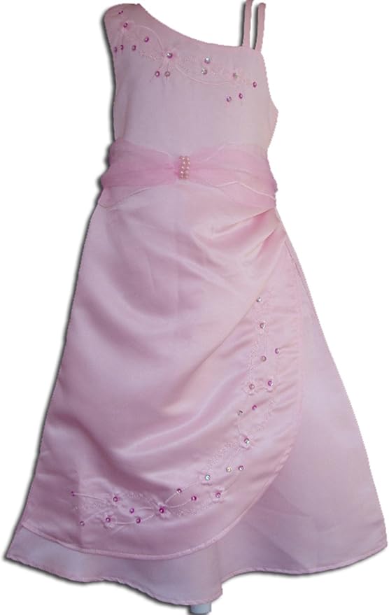 Cinda Abito Da Festa Per Ragazze In Raso Con Ricami Fioriti E Perle – Vestito Elegante Con Sottoveste E Fiocco