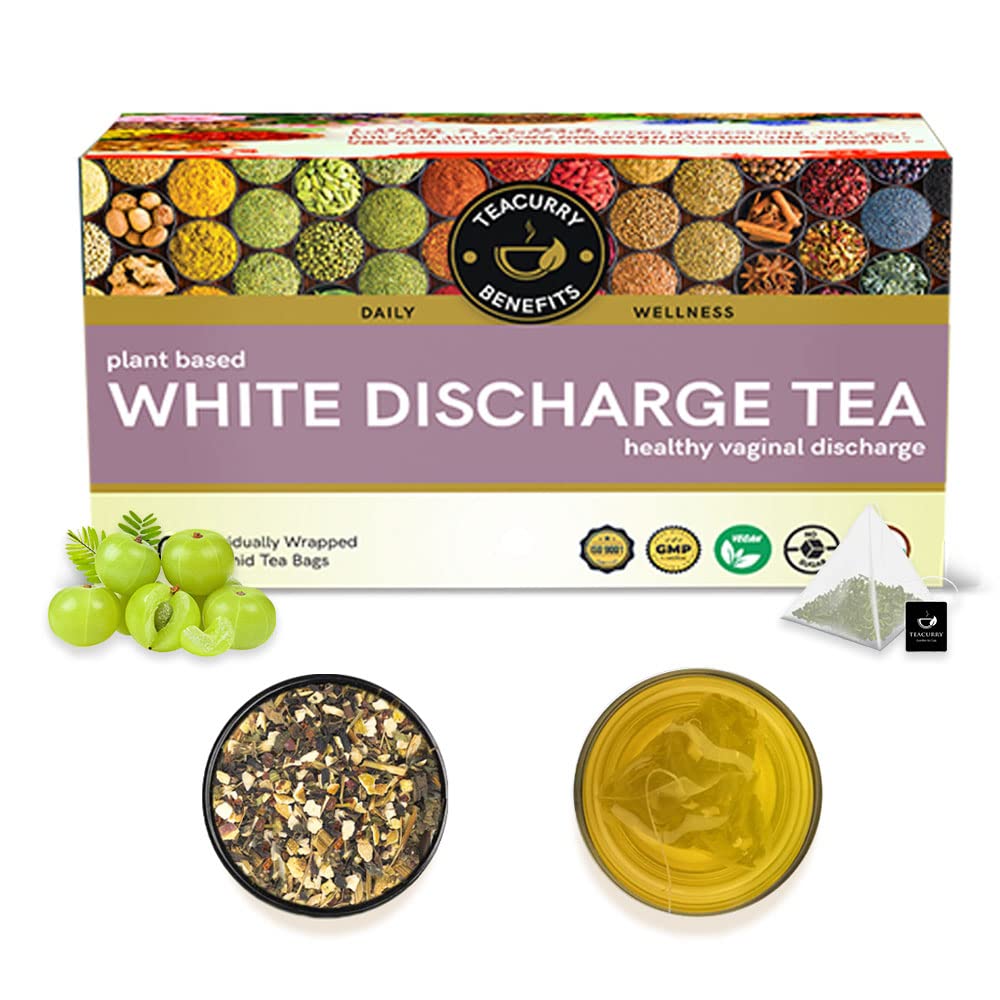 TEACURRYWhite Discharge Tea (1 Month Pack, 30 Tea Bags) - Provides well being & comfort - Indian Organic Tea