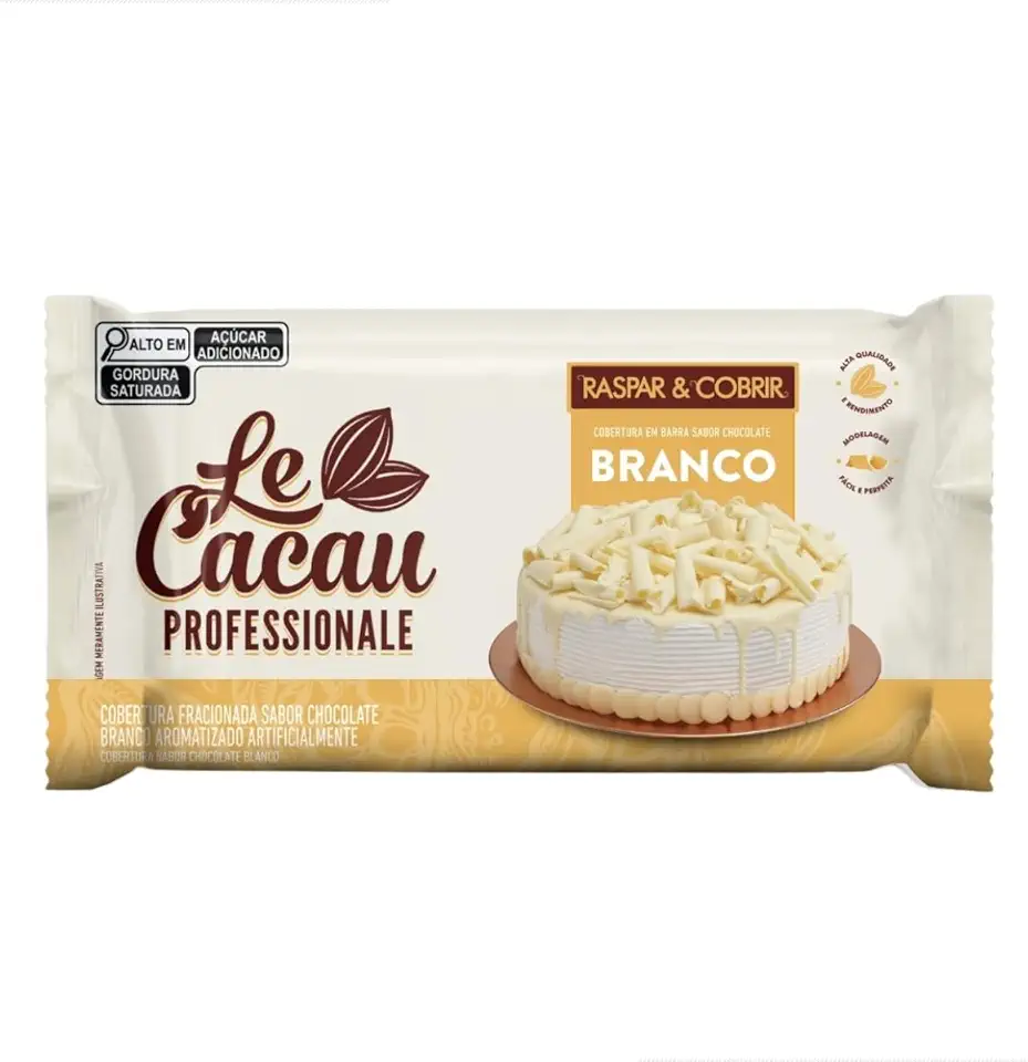 Cobertura em Barra Chocolate Branco Le Cacau 1,01Kg Para Doces