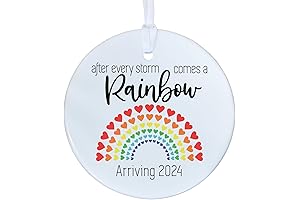 Arriving 2024 Baby Announcement Ornament - After Every Storm Comes A Rainbow Ceramic Christmas Ornament