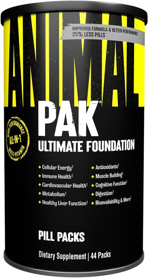 - Animal Pak - Convenient Multivitamin for Men & Women Daily All-in-One Vitamin & Supplement Pack - Zinc, Vitamins C, B, D, Amino Acids, and Immune Support - Sports Nutrition Performance - 44 Count