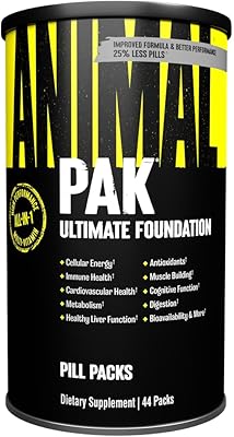 Animal Pak - Convenient Multivitamin for Men & Women Daily All-in-One Vitamin & Supplement Pack - Zinc, Vitamins C, B, D, Amino Acids, and Immune Support - Sports Nutrition Performance - 44 Count