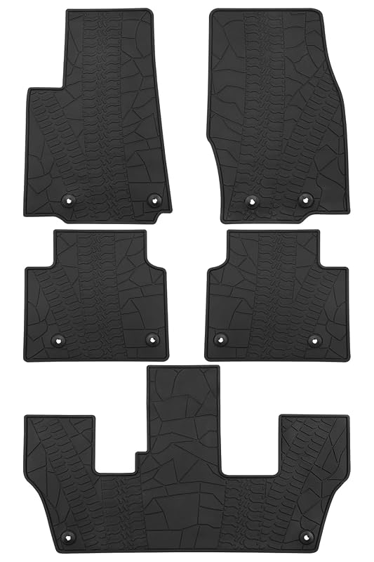 Jogo de tapetes e forros de borracha sob medida para Jeep Grand Cherokee L 7 lugares 2021–2026, preto, JD-28-4GS